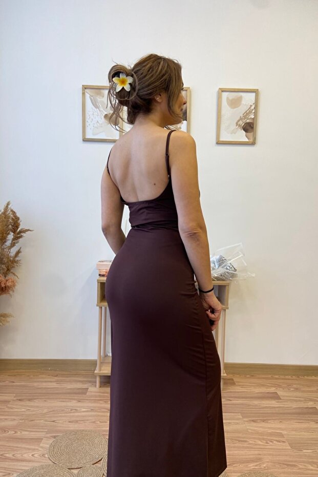 İnce Askılı Esnek Basic Elbise - 3