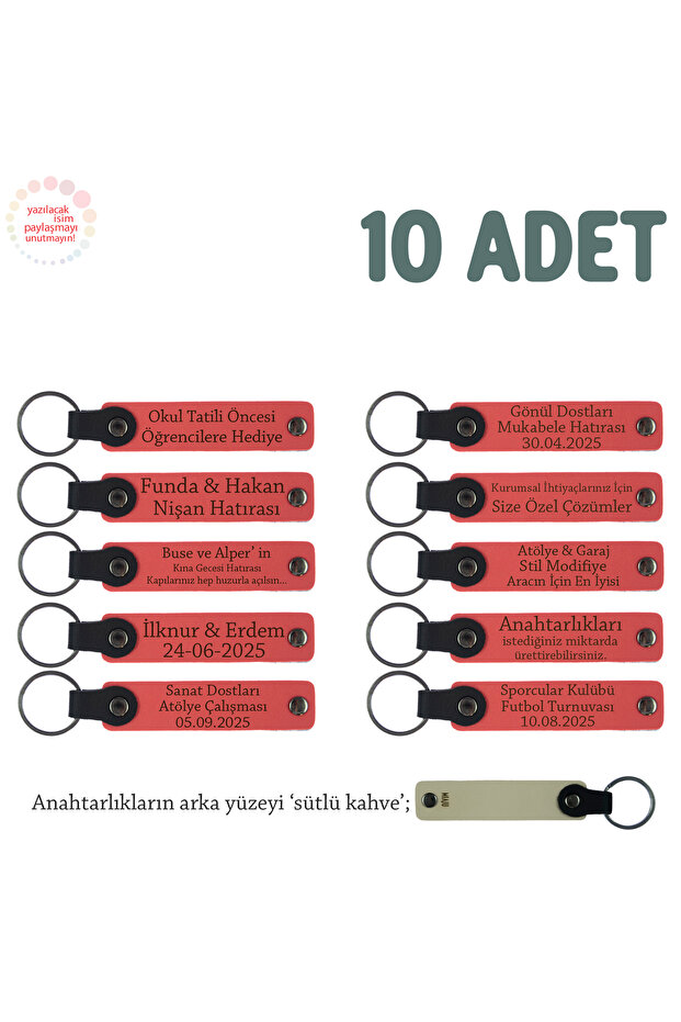Keychain Set with Name and Special Message, 0, Pomegranate & Milk Coffee, for Tournaments