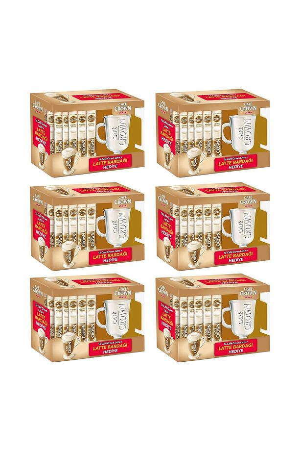 Cafe Crown Latte 16'lı Paket + Bardak Hediyeli x 6 Adet - 2
