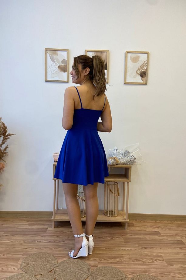 Göğüs Kuplu Kloş Mini Elbise - 3