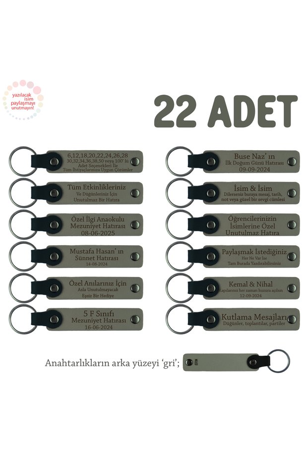 Set of 22, Keychain with Name Written, Ash Gray & Gray, Meaningful Souvenir for Students of History Department