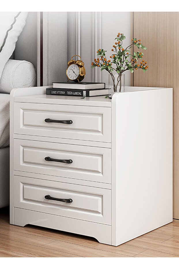 European Style Bedroom Cabinet Vintage Nightstand With 3 Drawers For Bedroom Living Room 40*36*60cm - 2