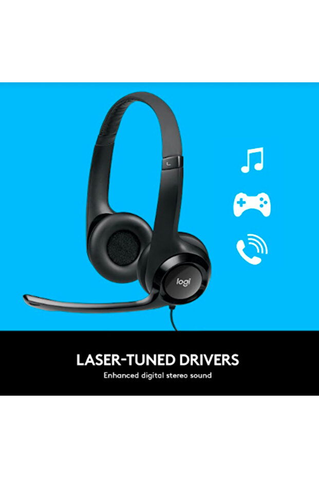 Logitech H390 Stereo Headset, USB, Microphone (Black) - 12