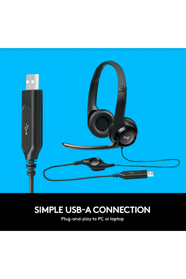 Logitech H390 Stereo Headset, USB, Microphone (Black) - 11