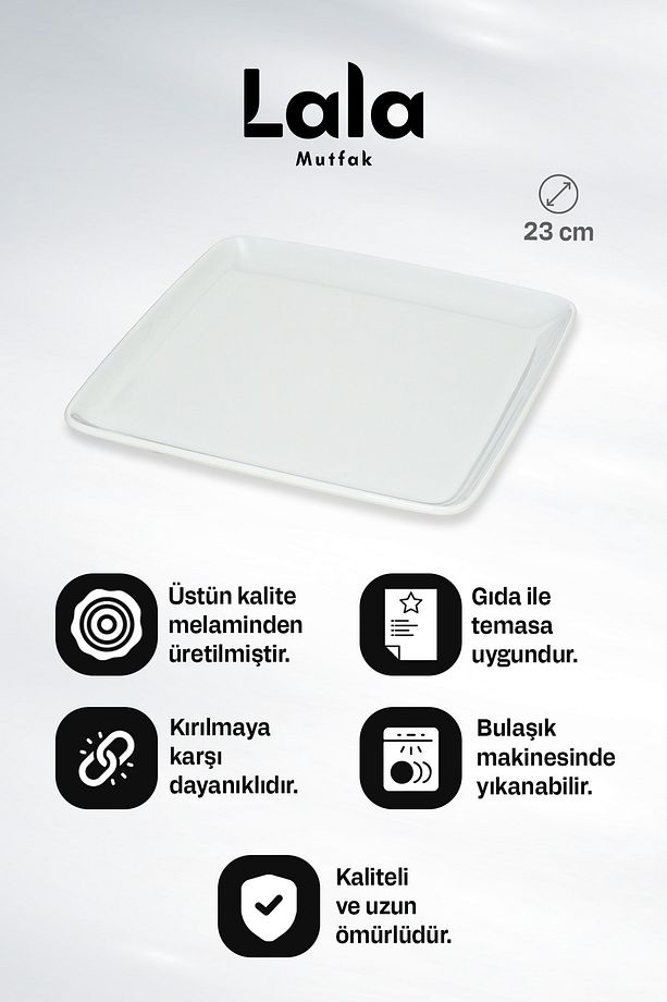 Gözde Kare Servis Tabak - 3'lü Set (23 CM - ŞIK, DAYANIKLI, YEMEK VE SUNUM TABAĞI) - 9