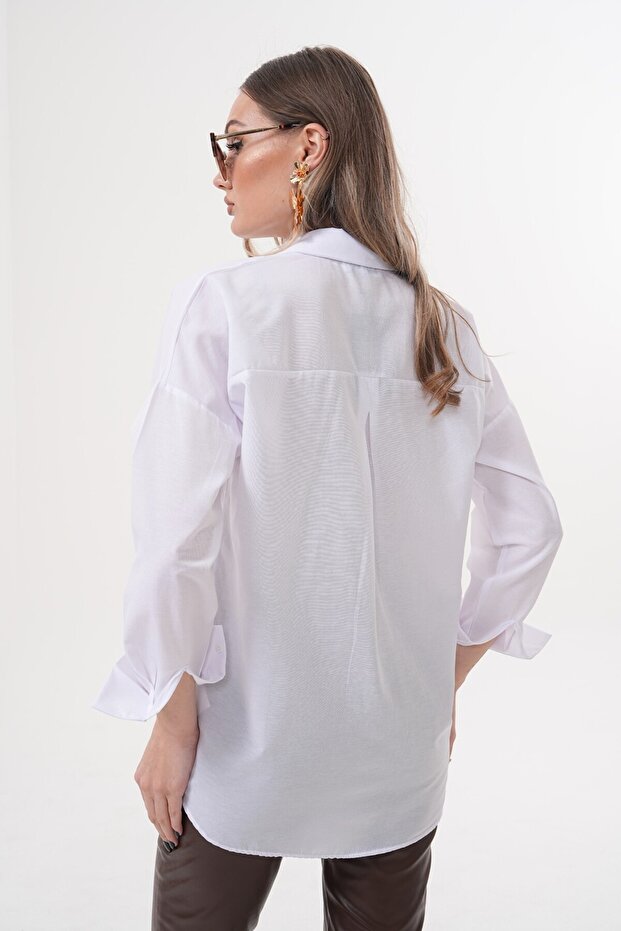 Oversize Basic Gömlek - 6