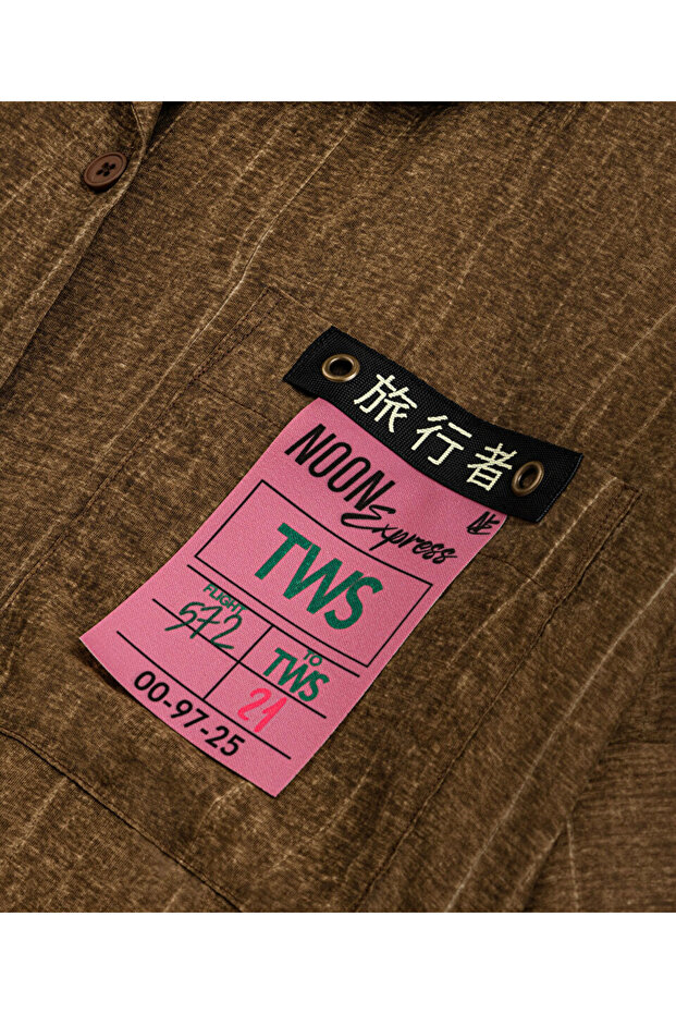 DOKULU PATCH'Lİ CROP GÖMLEK - 4