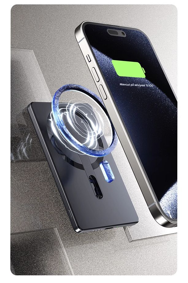 5000mAh Ultra Slim Hafif Powerbank - Güçlü Magsafe - 15W Hızlı Şarj - Taşınabilir Batarya - 4