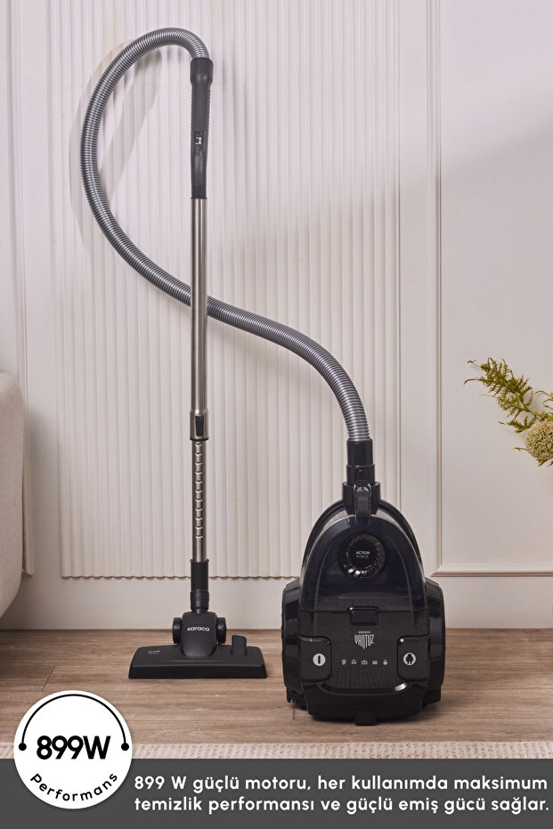 Vantuz Action Force X10 2 Lt Toz Torbasız Hazneli Elektrikli Süpürge Black 899 W - 3