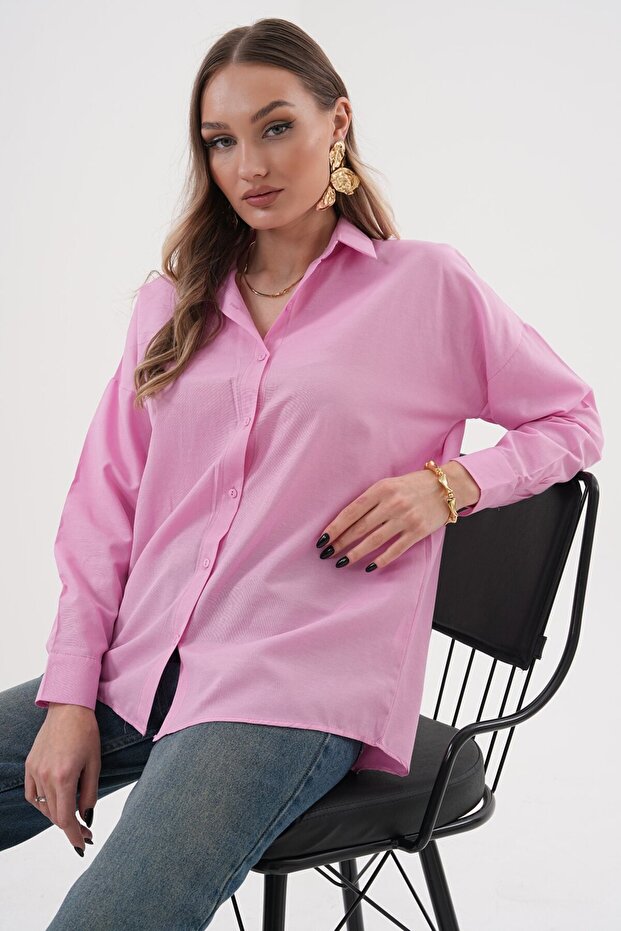 Oversize Basic Gömlek - 9