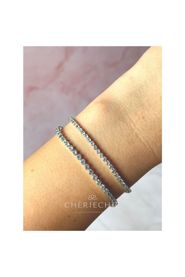 Thin Round Cut Full Zircon Stone Waterway Bracelet