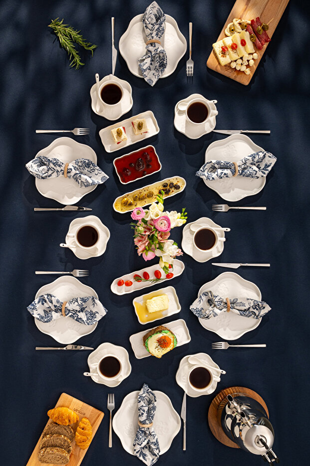 Florist 30 Pieces Porcelain Breakfast Serving Set for 6 Persons