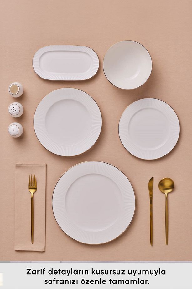 Elegance Bone Massimo 53 Parça 12 Kişilik Yemek Takımı Gold - 4