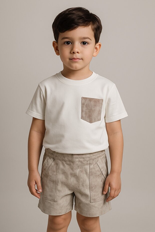 Boy's Oversize Pattern Pocket Detailed Bottom Top Set (2-3 Years 7-8 Years)