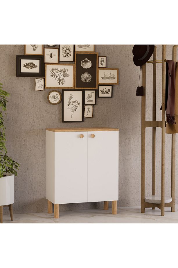 Bohem %100 Mdf 2 Kapaklı 3 Raflı Çok Amaçlı Ayakkabılık Erzak Dolabı Legnano - 1