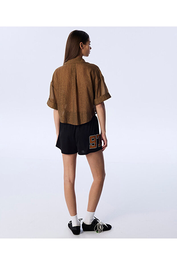 DOKULU PATCH'Lİ CROP GÖMLEK - 6