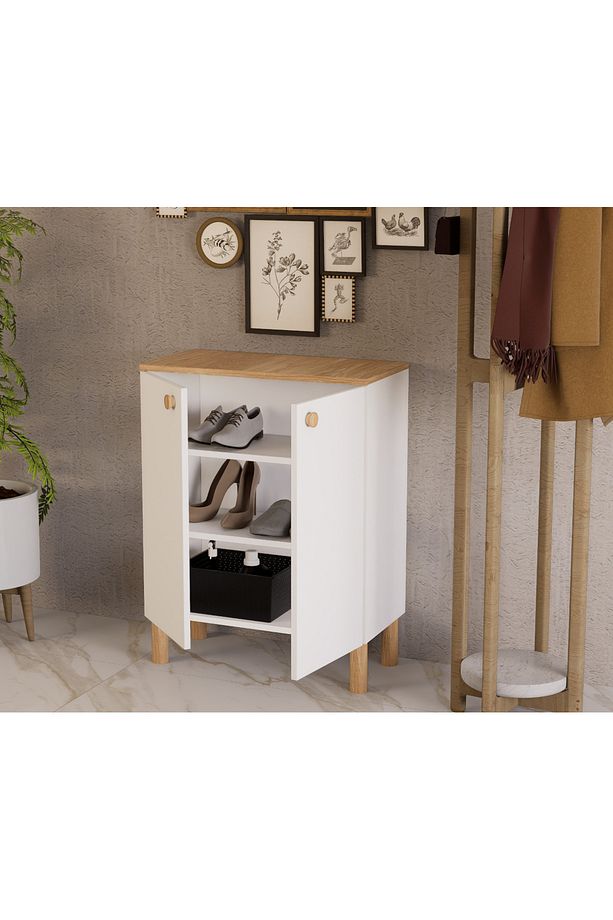 Bohem %100 Mdf 2 Kapaklı 3 Raflı Çok Amaçlı Ayakkabılık Erzak Dolabı Legnano - 2
