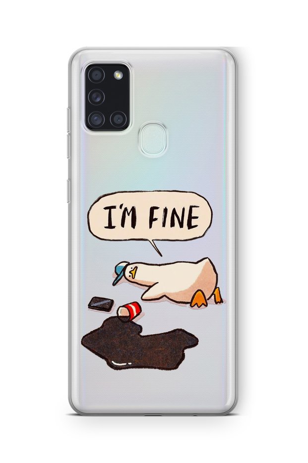 حافظة شفافة مطبوعة بتصميم Im Fine Design متوافقة مع هاتف Samsung Galaxy A21S