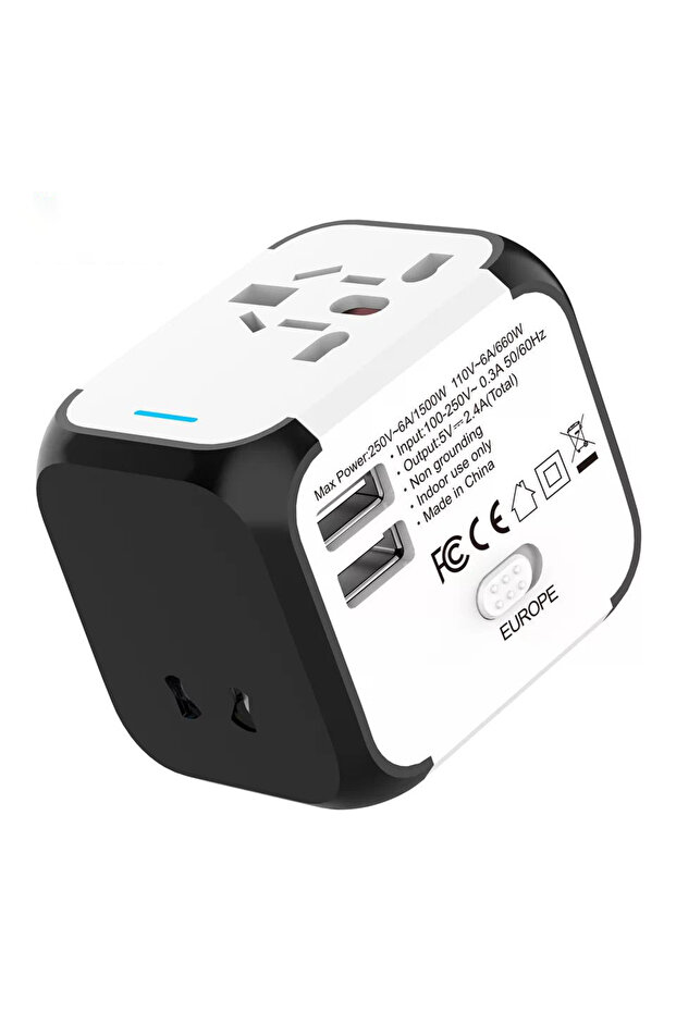 محول السفر مع USB متعدد الاستخدامات يمكن استخدامه باكثر من ١٥٠ دوله