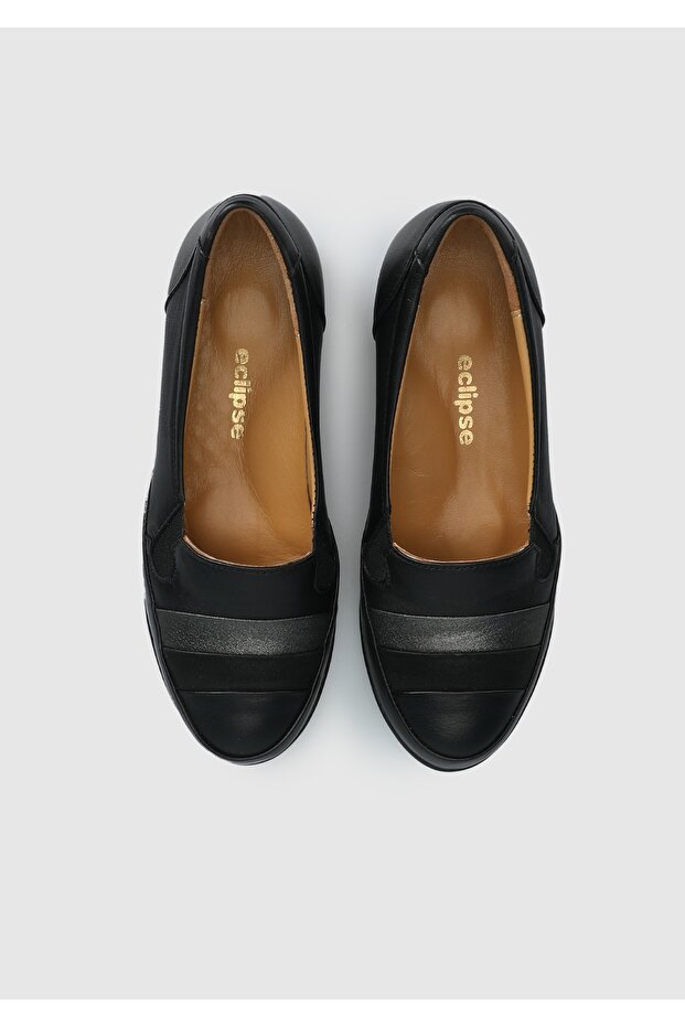 Siyah Deri Kadın Ayakkabı - 5