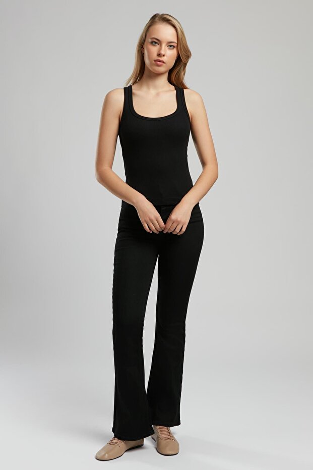 High Waist Flare Leg Straight Women Denim Pants 252 Lcf 121012 Luna Romruen