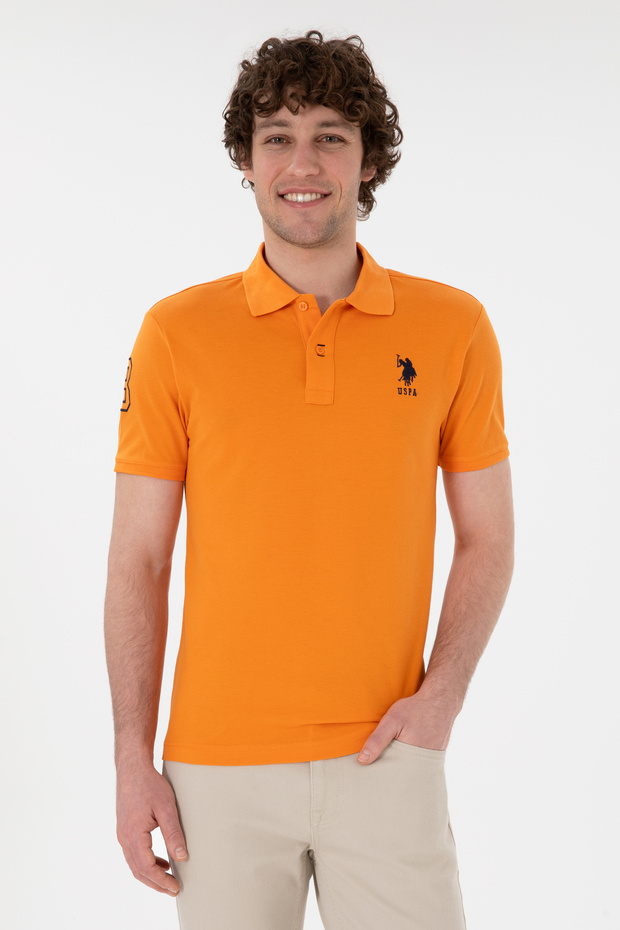 Orange Slim Fit Polo Collar Basic T-Shirt for Men 50305929-VR051