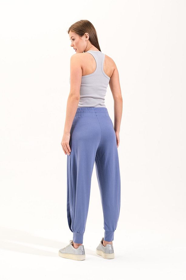 725911_Beli Lastikli Hafif Modal Kumaş Şalvar Görünümlü Harem Pantolon Yoga Pantolonu - 4