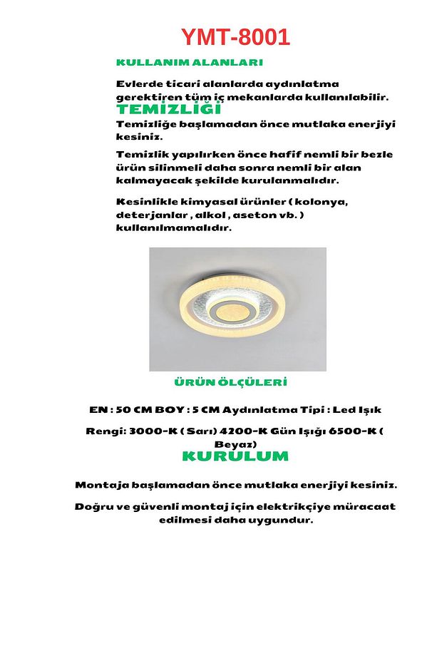 YMT-8001 TAVANA MONTE LED AVİZE - 2