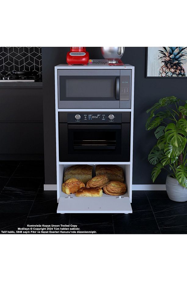 Silva 1 Kapaklı 59,6 x 119,2 x 56 cm Mini Fırın Mikrodalga Fırın Dolabı Çok Amaçlı Mutfak Dolabı - 5