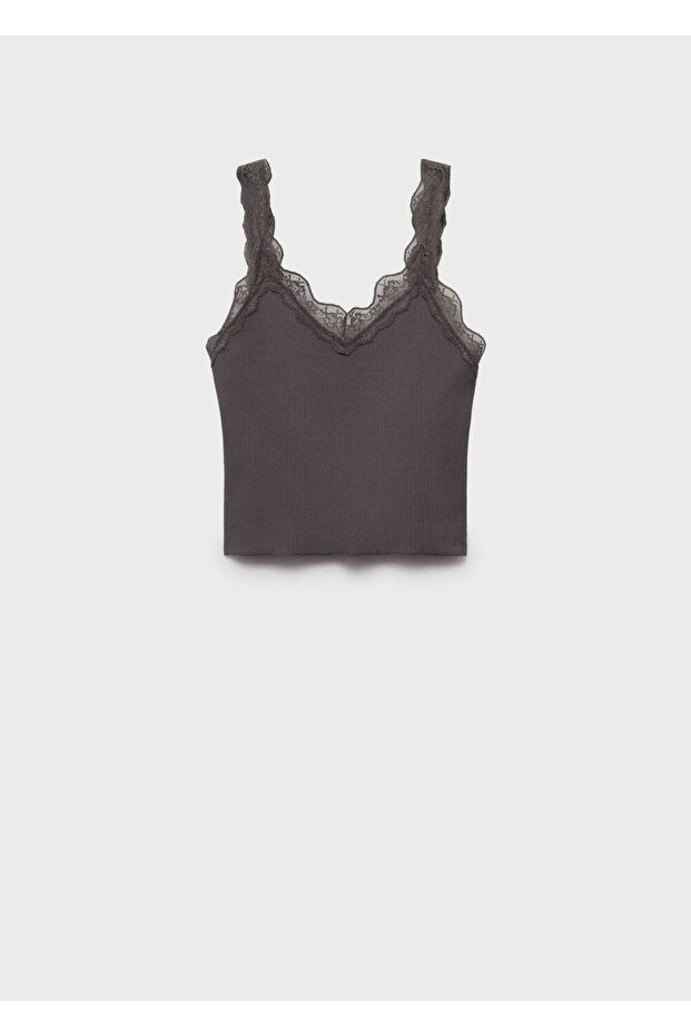 Dantel Yakalı Dar Kesim Bluz - 3