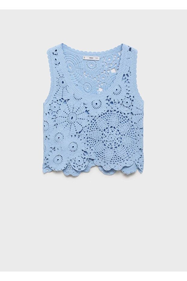 Kroşe çiçekli bluz - 3