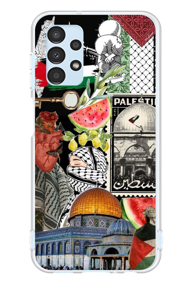 Samsung Galaxy A13 Compatible Palestine Freedom Collage Transparent Silicone Case