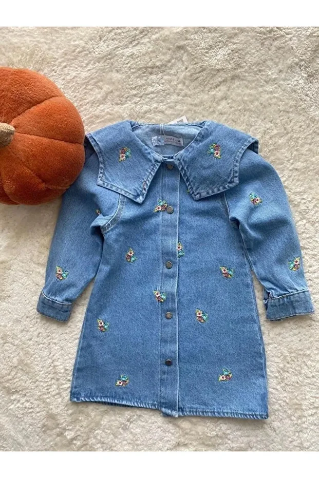 Yigit Butik Çiçek İşlemeli Kız Çocuk Elbise - 4