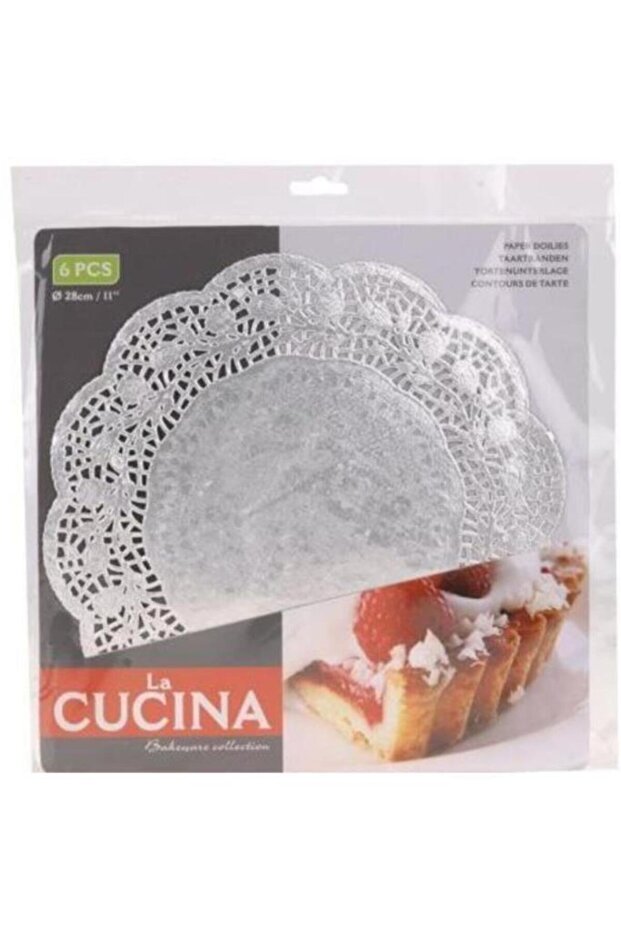 Lace Silver Color Paper Pastry Cookie Cake Coaster 29 Cm
