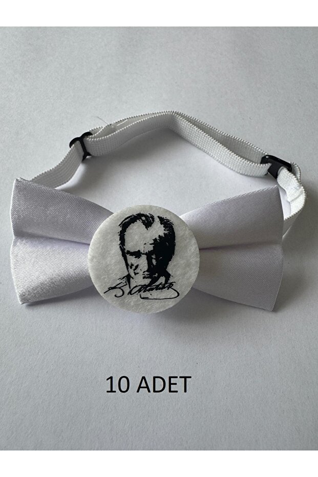 Ataturk Signed and Silhouette Elastic Children's Bow Tie 10 Lu 23 April / 29 October / 10 November