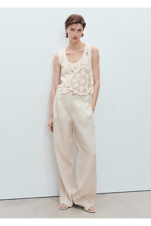 Kroşe çiçekli bluz - 2