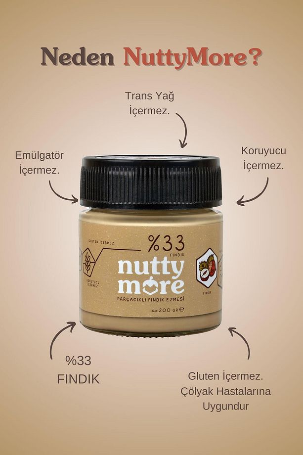 %33 Fındık Parçacıklı Fındık Ezmesi 200 gr x 3 Adet - 6