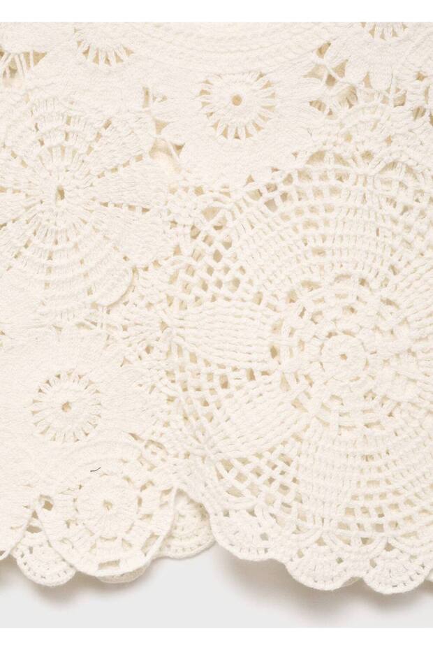 Kroşe çiçekli bluz - 6