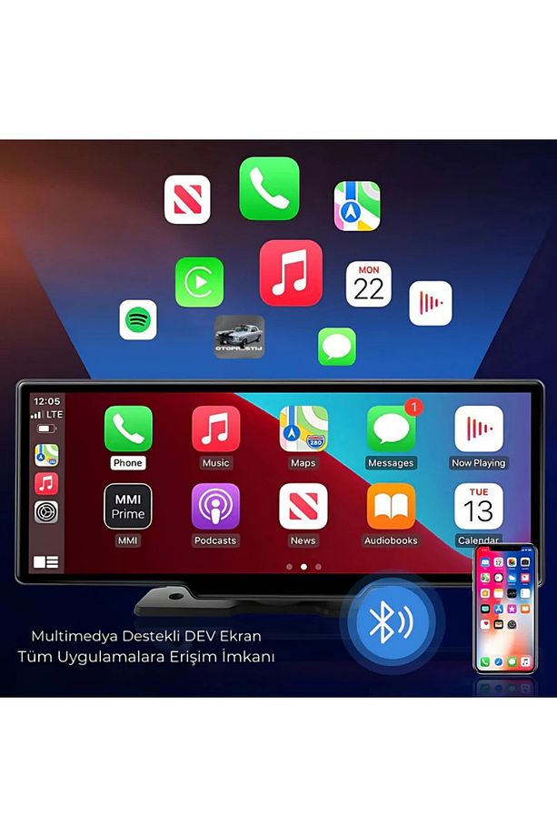 10.26" TAŞINABİLİR APPLE CARPLAY VE ANDROİD ÜÇ KAMERALI TÜRKÇE MENÜ ÇAKMAKLIKLI ARAÇ MULTİMEDYA - 1