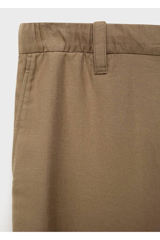 Keten Karışımı Elastik Belli Pantolon - 6