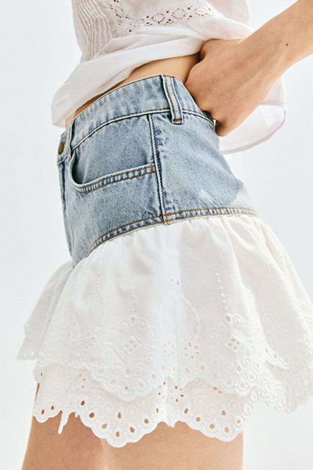 Farbalalı Mini Etek - 5