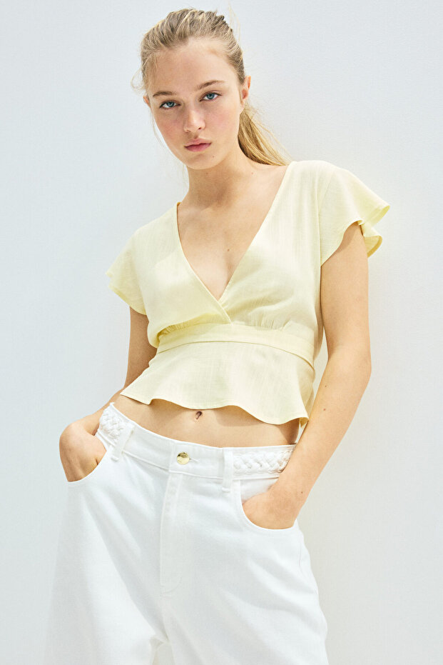 Keten Karışımlı Bluz - 1