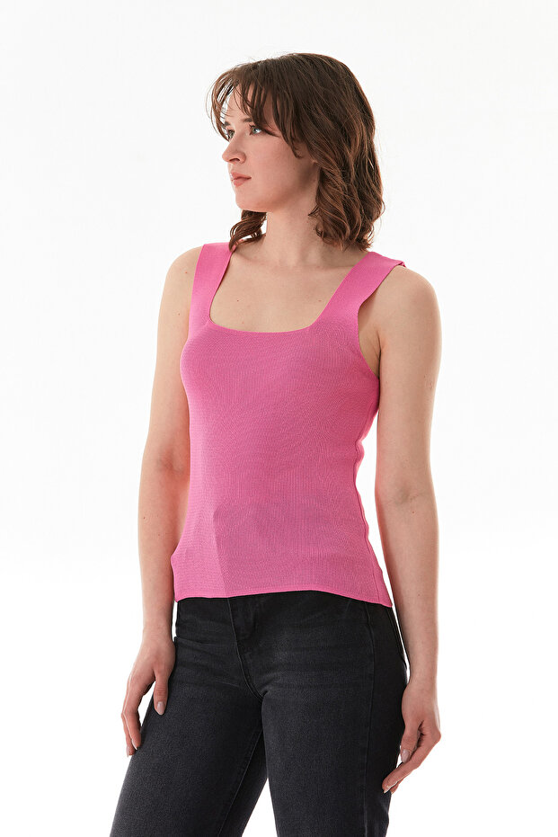 Basic-Strickbluse mit quadratischem Ausschnitt - 3