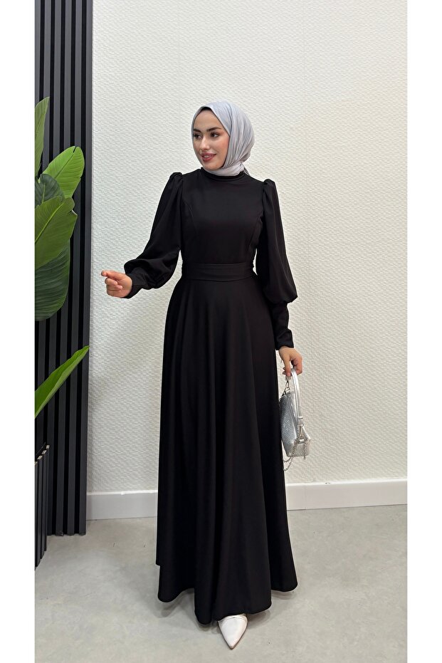 Balon Kol Tesettür Elbise - 1