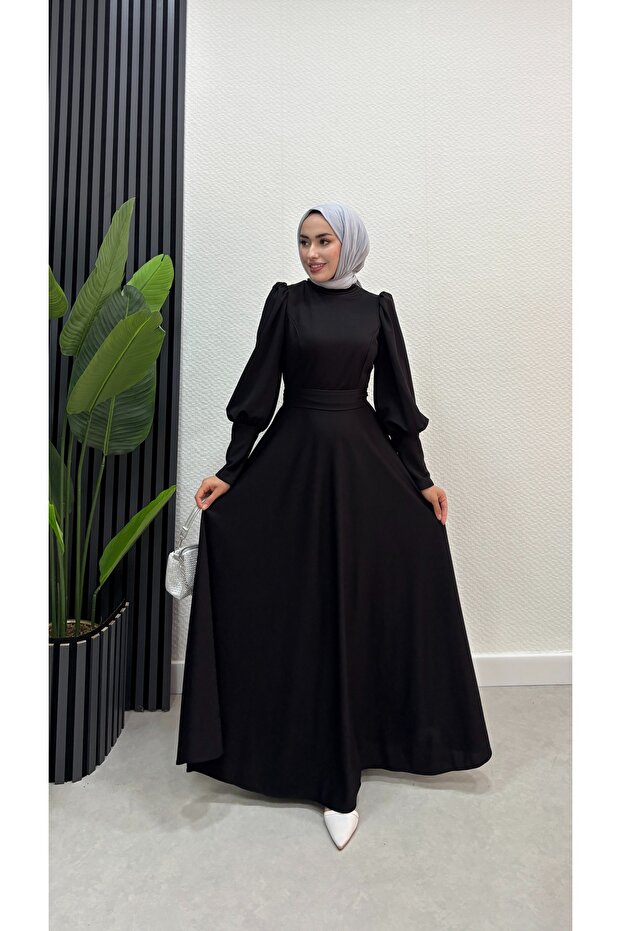 Balon Kol Tesettür Elbise - 3