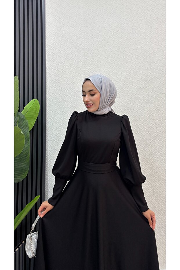 Balon Kol Tesettür Elbise - 5