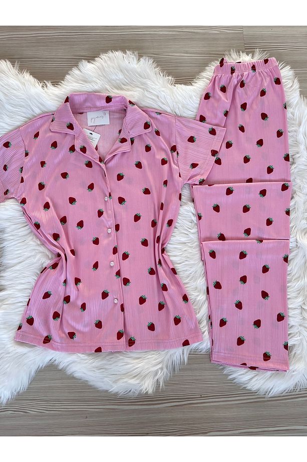 Pembe Çilek Desenli Pegasus Pijama Takımı - 8