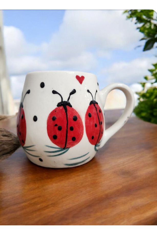 Aycup Kalpli Uğur Böcekleri Desenli Kupa,heart Ladybird Mug - 1