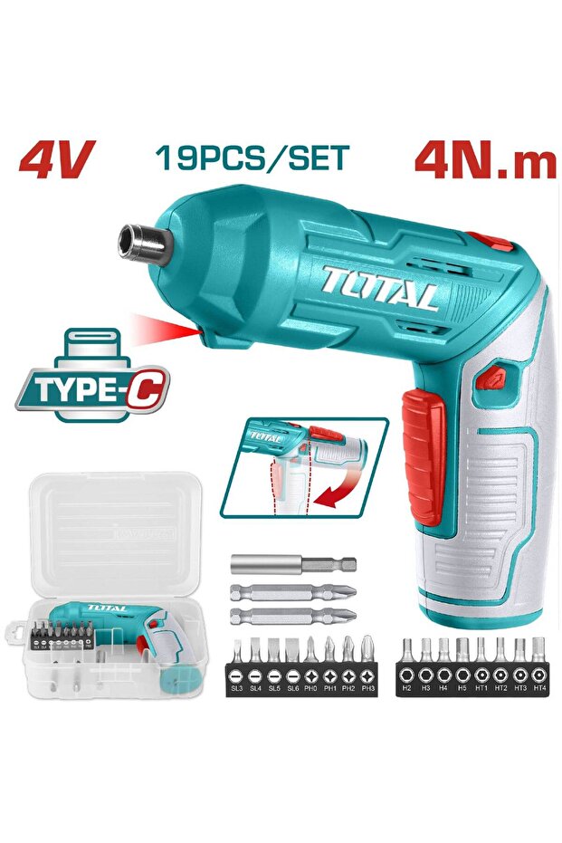 مفك شد على بطارية 4v 19 Pcs/set توتال Tsdli0442