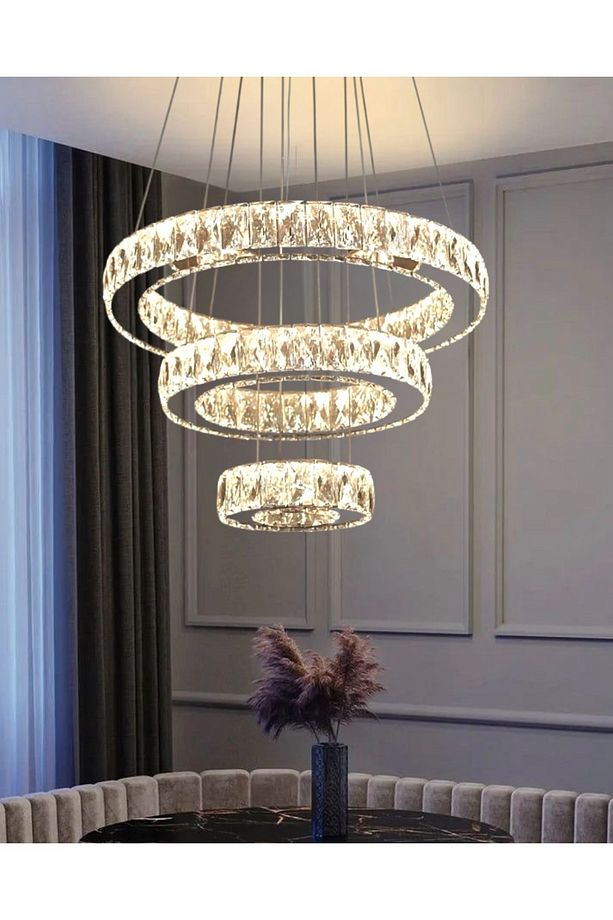 Iris Model 3 Kademeli Işık Led Kristal Avize - 1